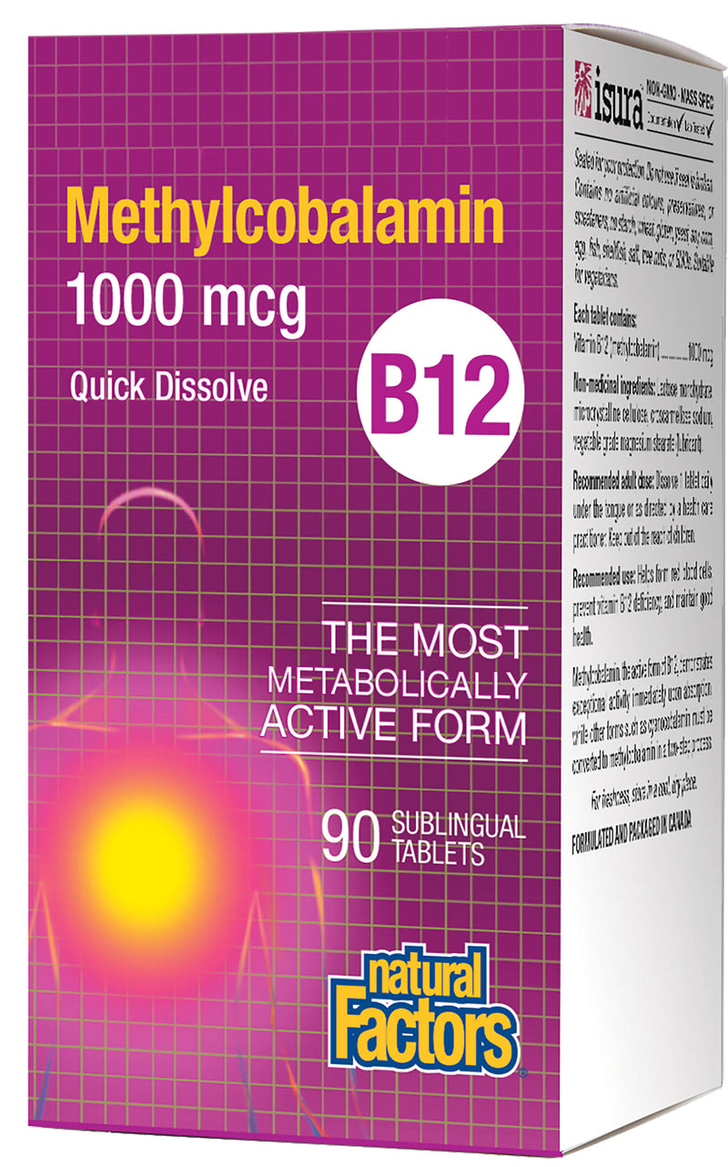 Natural Factors B12 1000mcg Methylcobalamin 90 tablets