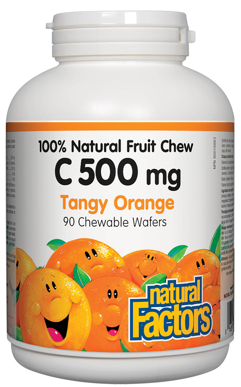 Natural Factors Vitamin C 500mg Natural Fruit Chew 90 tablets - TANGY ORANGE