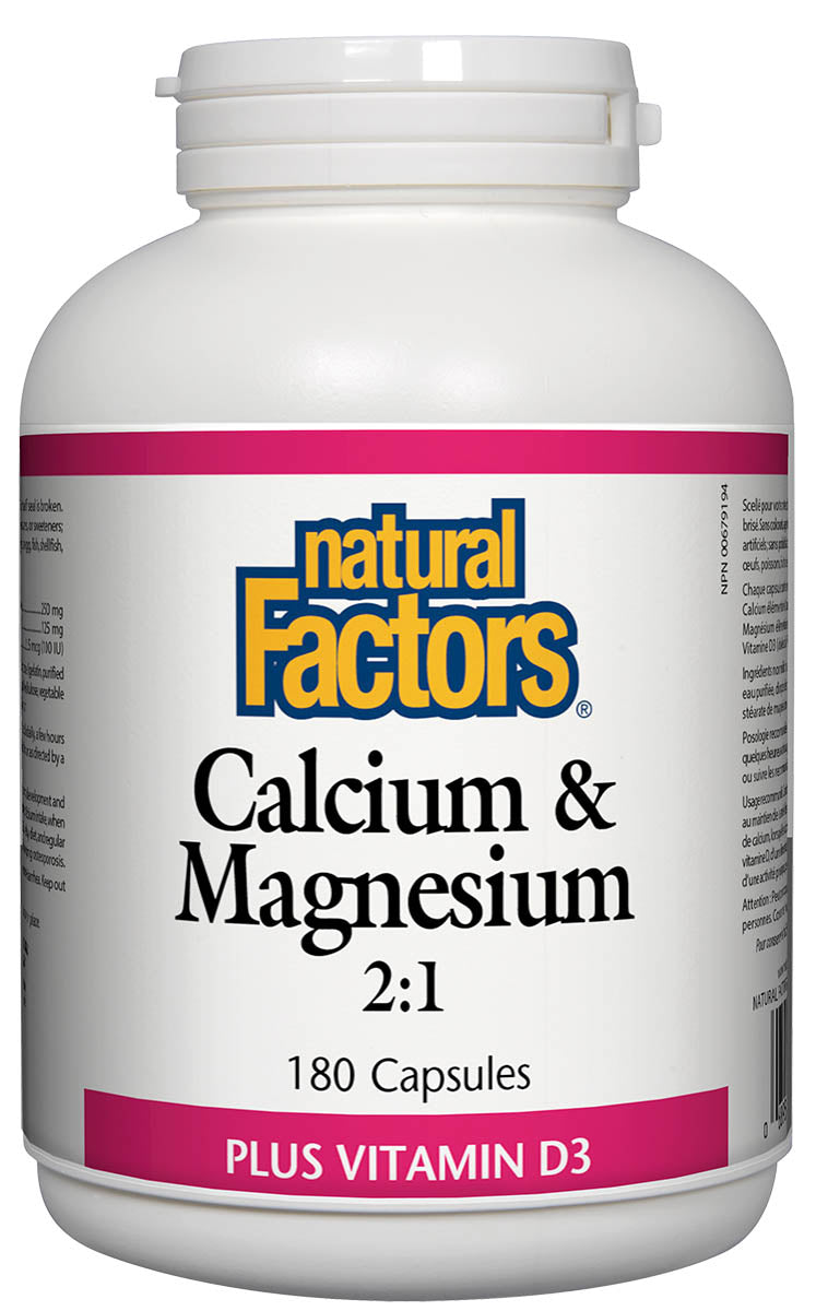 Natural Factors Calcium Magnesium 2:1 plus Vitamin D 180 capsules