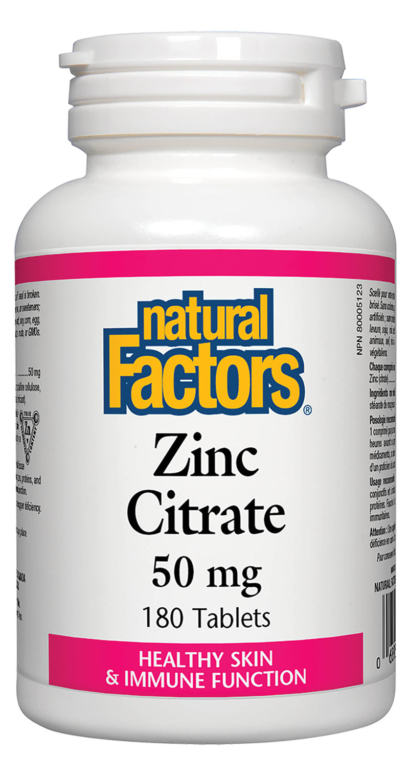 Natural Factors Zinc Citrate 50mg 180 tablets