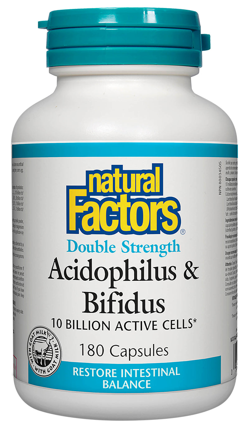 Natural Factors Acidophilus & Bifidus Double Strength Probiotics 180 capsules