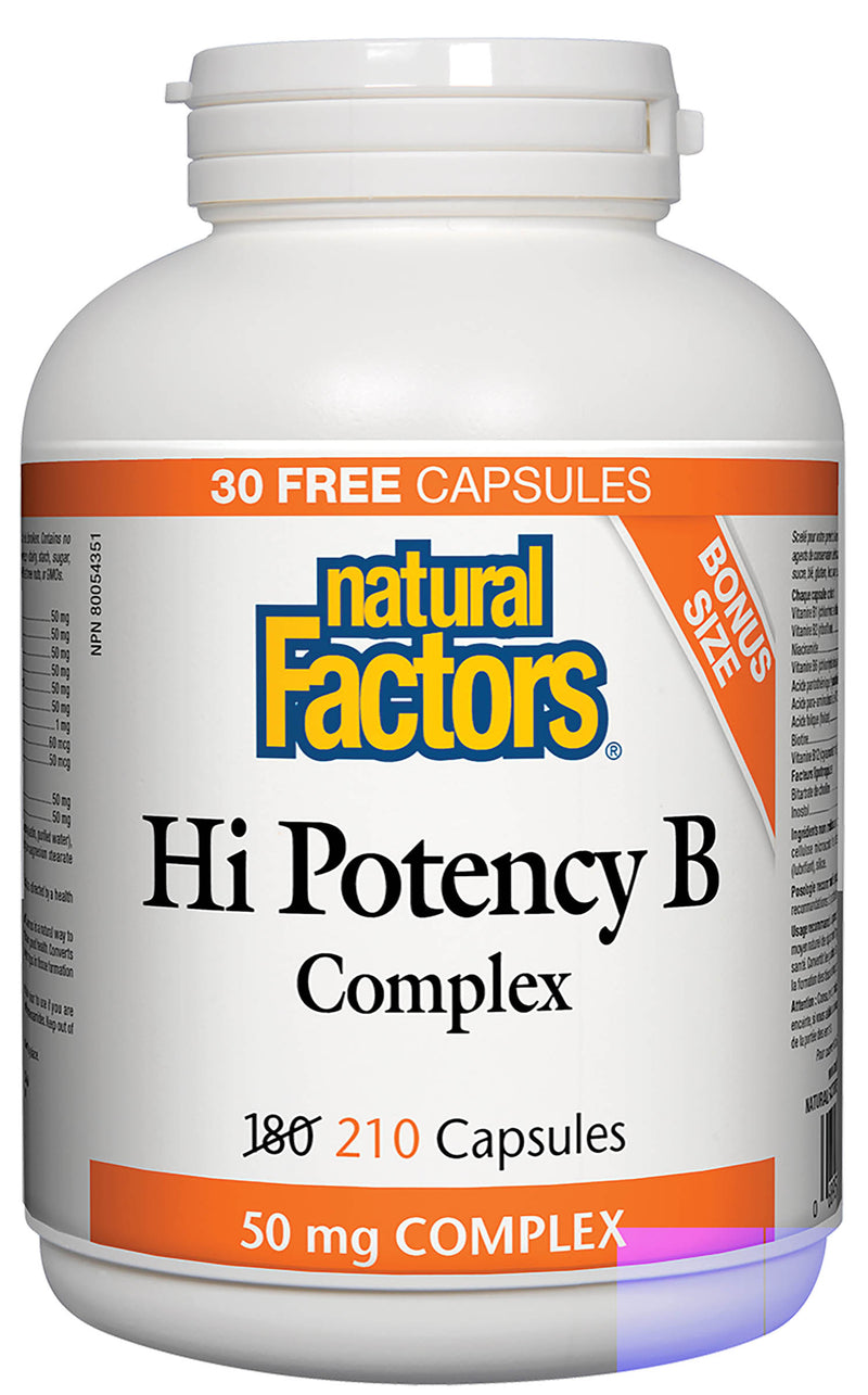 Natural Factors High Potency B Complex 210 capsules - BONUS