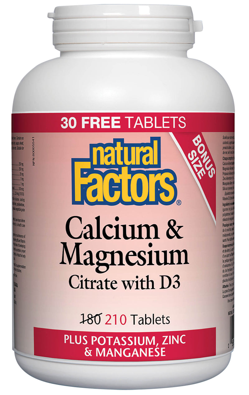 Natural Factors Calcium Magnesium 210 tablets - BONUS