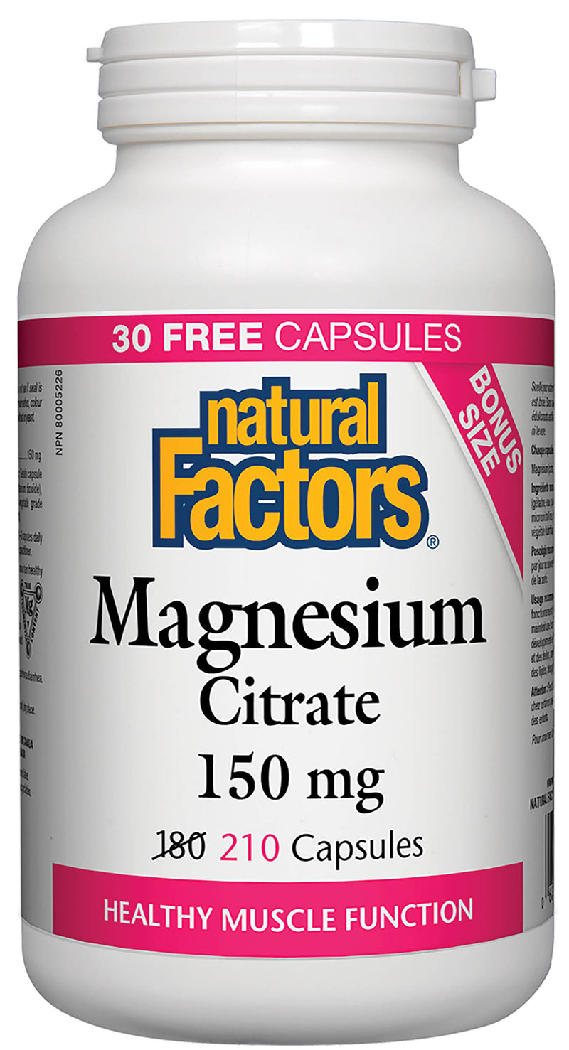 Natural Factors Magnesium Citrate 150mg 210 capsules - BONUS