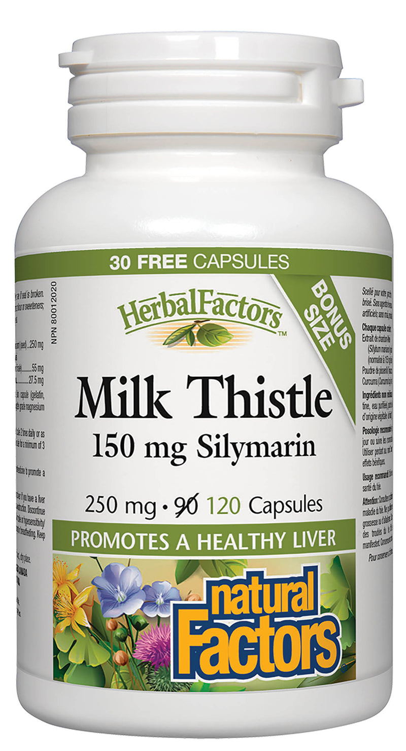 Natural Factors Milk Thistle 120 capsules - BONUS