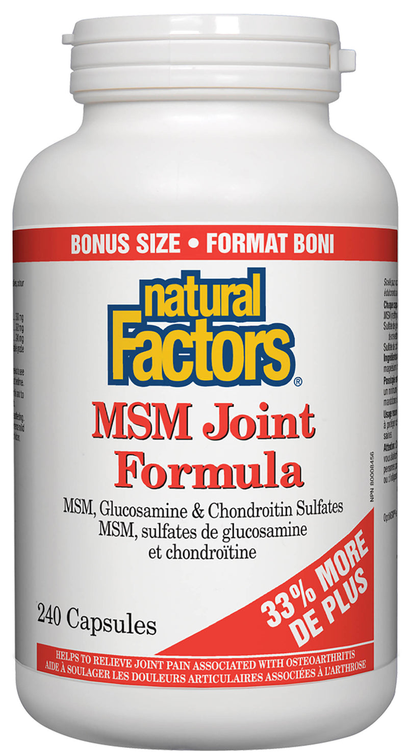 Natural Factors MSM Joint Formula 240 capsules - BONUS