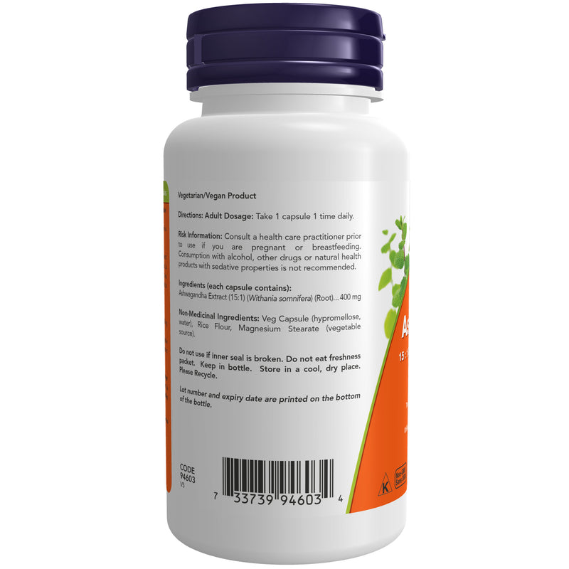 Ashwagandha Extract 400mg Vegetable Capsules, 90 Count