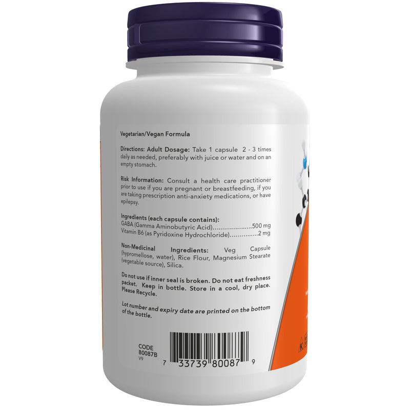 GABA 500mg Vegetable Capsules, 100 Count