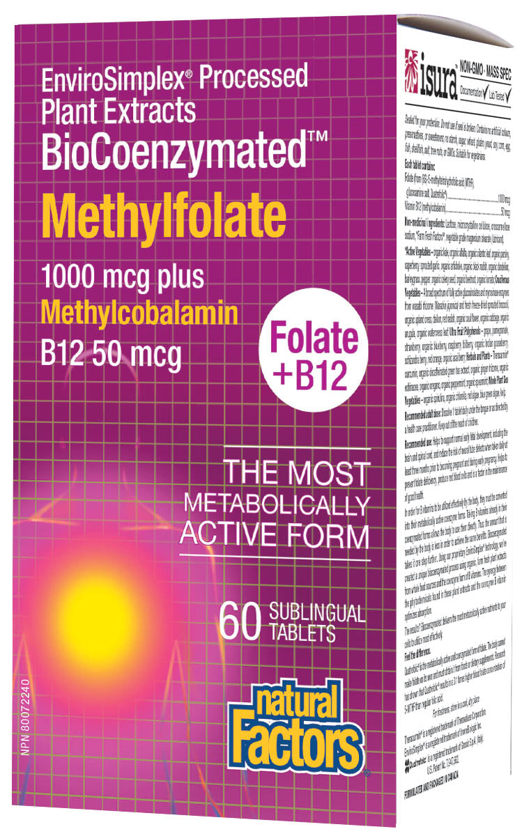Natural Factors Methylfolate Folate + B12 60 sublingual tablets