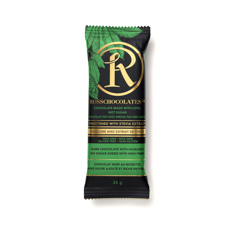Ross Dark Chocolate Bar With Hazelnut Bar 34g Sweetened With Stevia