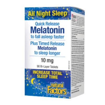 Natural Factors Melatonin 10mg Quick Release Plus Timed Release Bi-Layer 90 tablets
