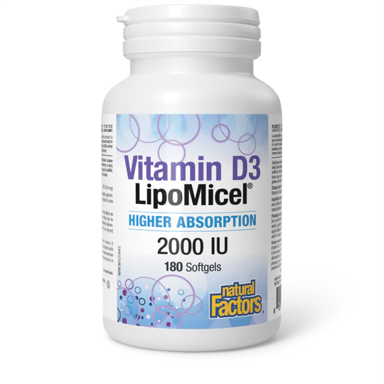 Natural Factors LipoMicel Vitamin D 2000IU 180 Softgels