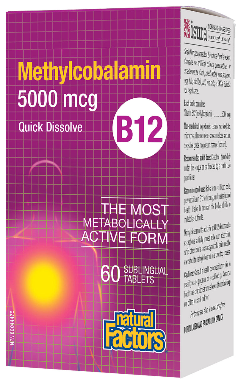Natural Factors B12 5000mcg Methylcobalamin 60 tablets