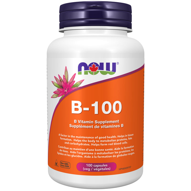 B-100, B Vitamin Supplement Vegetable Capsules, 100 Count